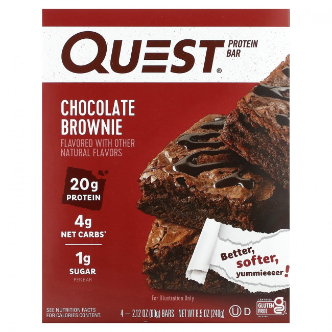 Quest Nutrition, Протеиновый батончик, шоколадный брауни, 4 батончика, 60 г (2,12 унции) Quest Nutrition, Протеиновый батончик, шоколадный брауни, 4 батончика, 60 г (2,12 унции)