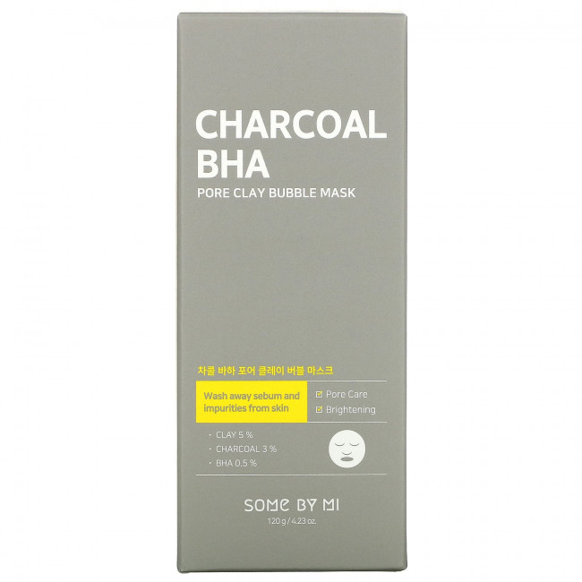 Some By Mi, Charcoal BHA, маска с пузырьками и глиной, 120 г (4,23 унции) Some By Mi, Charcoal BHA, маска с пузырьками и глиной, 120 г (4,23 унции)