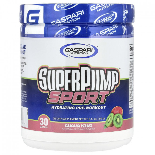 Gaspari Nutrition, SuperPump™ Sport, увлажняющий предтренировочный комплекс, гуава-киви, 240 г (8,47 унции) Gaspari Nutrition, SuperPump™ Sport, увлажняющий предтренировочный комплекс, гуава-киви, 240 г (8,47 унции)