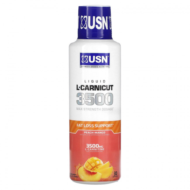 USN, Жидкий L-Carnicut 3500, максимальная дозировка, персик и манго, 450 мл (15,22 жидк. Унции) USN, Жидкий L-Carnicut 3500, максимальная дозировка, персик и манго, 450 мл (15,22 жидк. Унции)