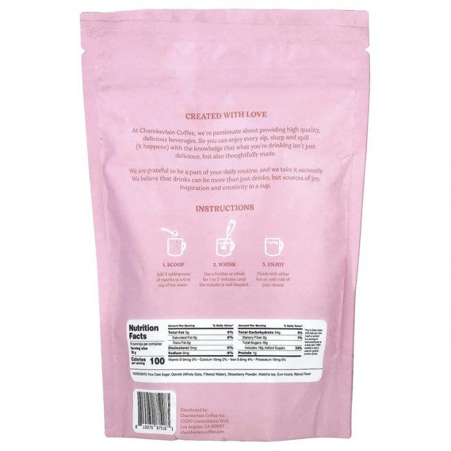 Chamberlain Coffee, Клубничный латте с овсяным молоком, 283 г (10 унций) (Товар снят с продажи)