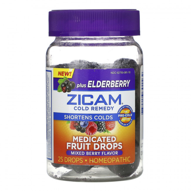 Zicam, Средство от простуды, лечебные фруктовые капли с бузиной, ягодное ассорти, 25 капель Zicam, Средство от простуды, лечебные фруктовые капли с бузиной, ягодное ассорти, 25 капель