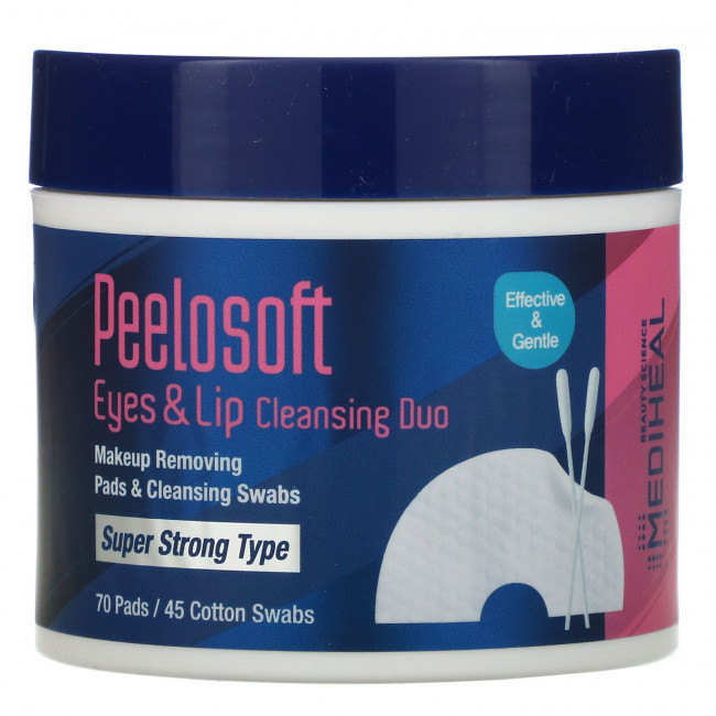 Mediheal, Peelosoft Eyes & Lip Cleansing Duo, 70 подушечек / 45 ватных тампонов Mediheal, Peelosoft Eyes & Lip Cleansing Duo, 70 подушечек / 45 ватных тампонов