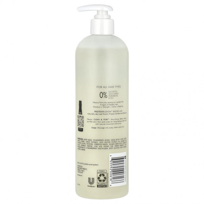 Nexxus, Clean & Pure ™, питательный детокс-шампунь, для всех типов волос, 488 мл (16,5 жидк. Унции) Nexxus, Clean & Pure ™, питательный детокс-шампунь, для всех типов волос, 488 мл (16,5 жидк. Унции)