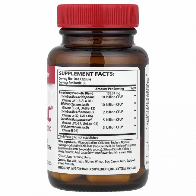 Master Supplements, Theralac, пробиотик широкого спектра действия, 30 капсул Master Supplements, Theralac, пробиотик широкого спектра действия, 30 капсул