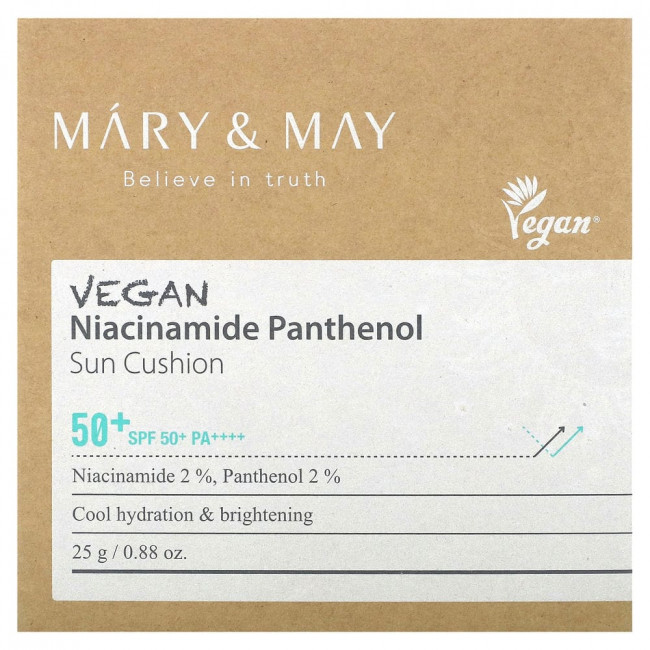 Mary & May, Веганский никотинамид пантенол, солнцезащитный крем, SPF 50+ PA ++++, 25 г (0,88 унции)
