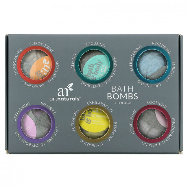 Artnaturals, Бомбочки для ванны, 6 шт., 113 г (4 унции) каждая