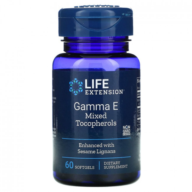 Life Extension, Гамма E Смешанные Токоферолы, 60 Мягких Желатиновых Капсул Life Extension, Гамма E Смешанные Токоферолы, 60 Мягких Желатиновых Капсул