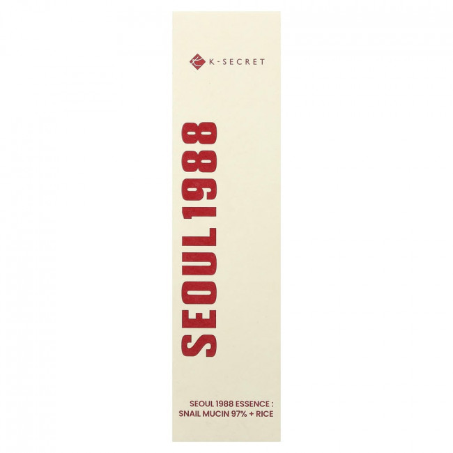 K-Secret, Seoul 1988 Essence, Snail Mucin 97% + Rice, 3.38 fl oz (100 ml) K-Secret, Seoul 1988 Essence, Snail Mucin 97% + Rice, 3.38 fl oz (100 ml)