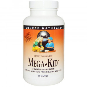 Source Naturals, Mega-Kid, жевательные мультивитамины с натуральным ягодным вкусом, 60 пастилок Source Naturals, Mega-Kid, жевательные мультивитамины с натуральным ягодным вкусом, 60 пастилок