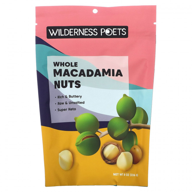 Wilderness Poets, Цельные орехи макадамия, 226 г (8 унций) Wilderness Poets, Цельные орехи макадамия, 226 г (8 унций)