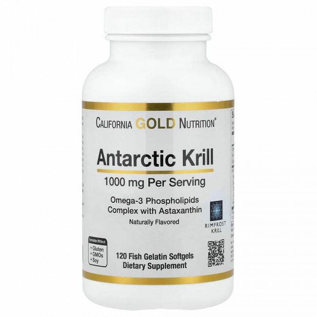 California Gold Nutrition, RIMFROST, масло антарктического криля, с астаксантином, со вкусом натуральной клубники и лимона, 1000 мг, 120 капсул из рыбьего желатина California Gold Nutrition, RIMFROST, масло антарктического криля, с астаксантином, со вкусом натуральной клубники и лимона, 1000 мг, 120 капсул из рыбьего желатина