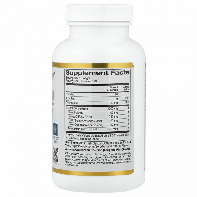 California Gold Nutrition, RIMFROST, масло антарктического криля, с астаксантином, со вкусом натуральной клубники и лимона, 1000 мг, 120 капсул из рыбьего желатина California Gold Nutrition, RIMFROST, масло антарктического криля, с астаксантином, со вкусом натуральной клубники и лимона, 1000 мг, 120 капсул из рыбьего желатина