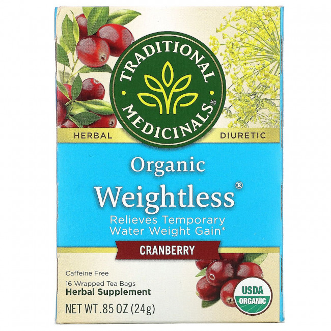 Traditional Medicinals, Organic Weightless, клюква, без кофеина, 16 чайных пакетиков, 24 г (0,85 унции) Traditional Medicinals, Organic Weightless, клюква, без кофеина, 16 чайных пакетиков, 24 г (0,85 унции)