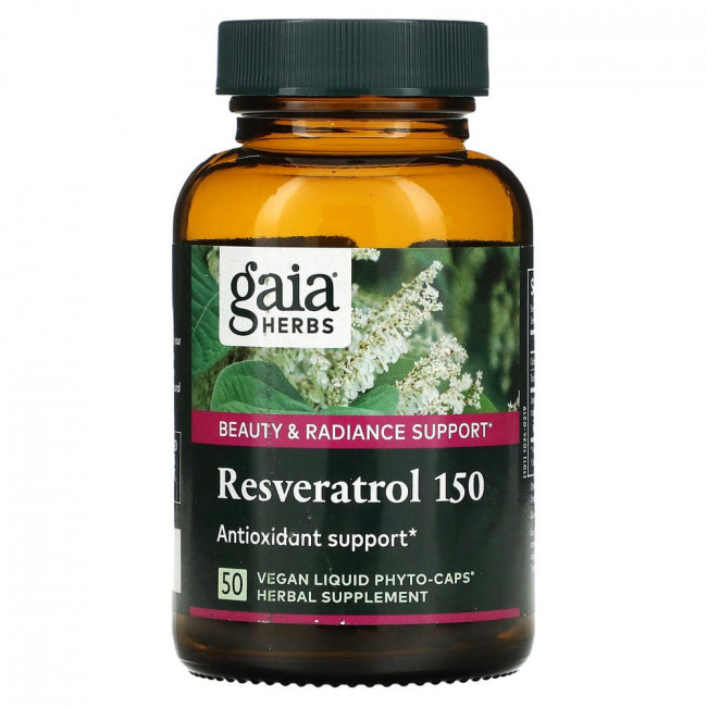 Gaia Herbs, Ресвератрол 150, 50 веганские фито-капсулы с жидкостью