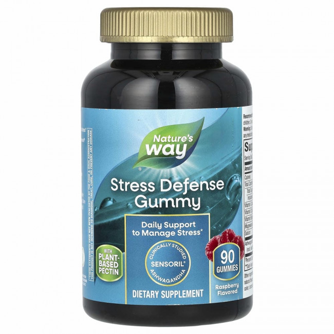 Nature's Way, Stress Defense, малина, 90 жевательных таблеток Nature's Way, Stress Defense, малина, 90 жевательных таблеток