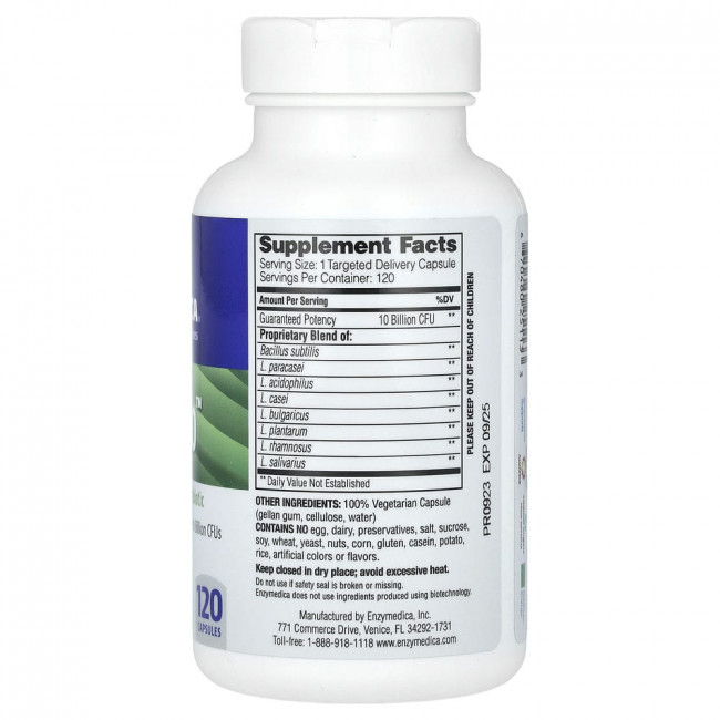 Enzymedica, Pro Bio, пробиотик с гарантированной эффективностью, 120 капсул