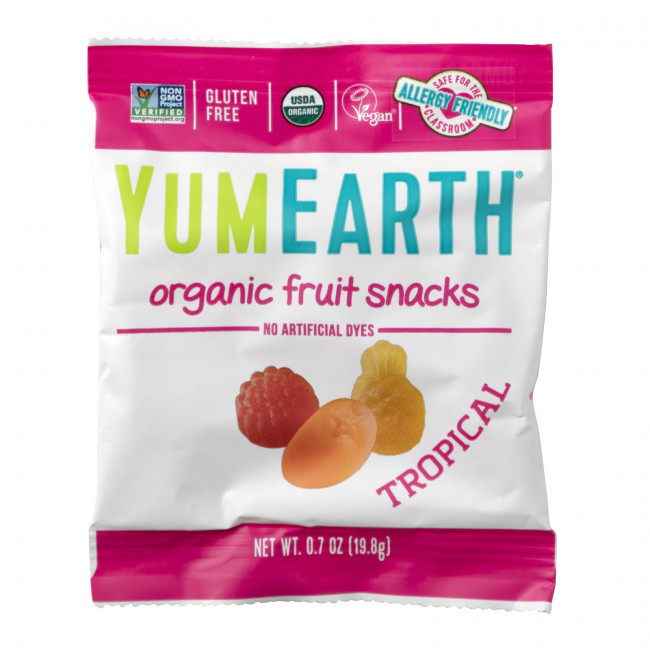 YumEarth, органические фруктовые снеки, тропические фрукты, 43 упаковки, 19,8 г (0,7 унции) в каждой