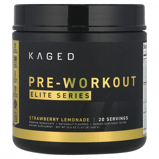 Kaged, Elite Series, предтренировочный комплекс, клубничный лимонад, 668 г (1,47 фунта)