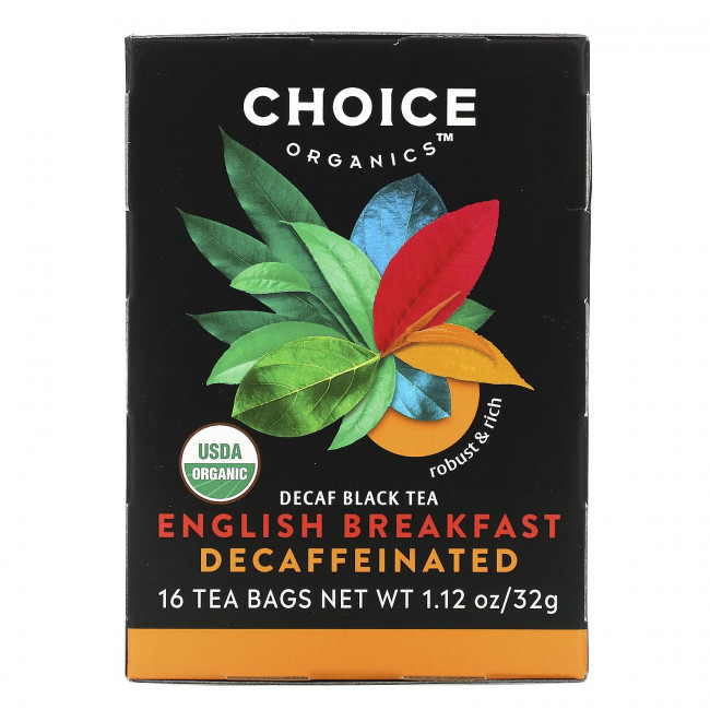 Choice Organic Teas, Черный чай без кофеина, английский завтрак без кофеина, 16 чайных пакетиков, 32 г (1,12 унции) Choice Organic Teas, Черный чай без кофеина, английский завтрак без кофеина, 16 чайных пакетиков, 32 г (1,12 унции)