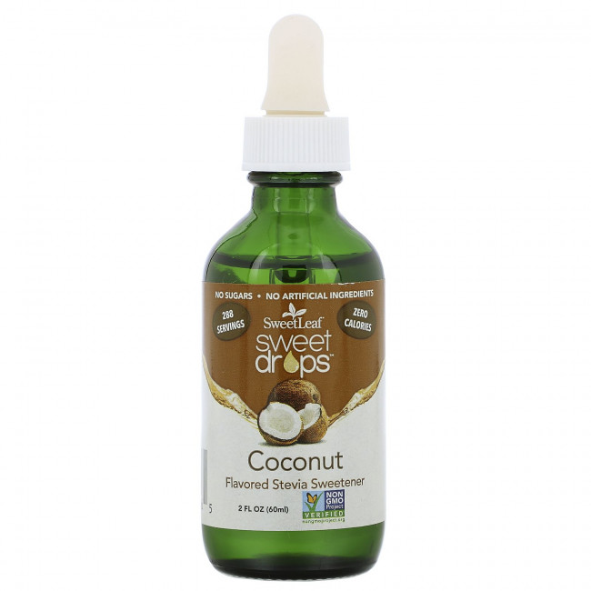 Wisdom Natural, SweetLeaf Sweet Drops, кокос, 60 мл (2 жидк. Унции)