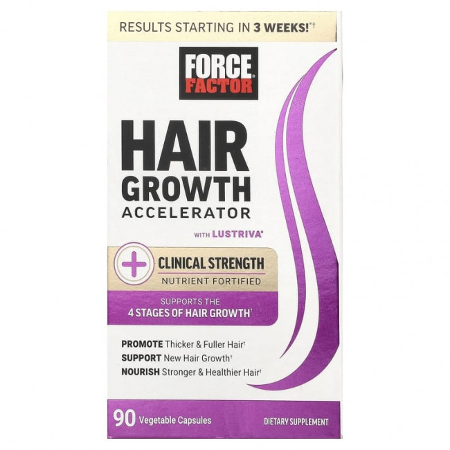 Force Factor, Ускоритель роста волос, 90 растительных капсул Force Factor, Ускоритель роста волос, 90 растительных капсул