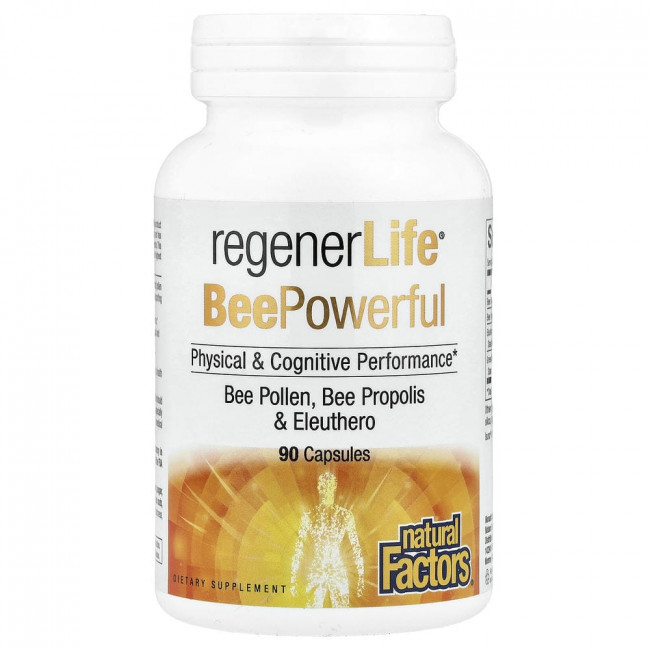 Natural Factors, RegenerLife®, BeePowerful, 90 капсул Natural Factors, RegenerLife®, BeePowerful, 90 капсул