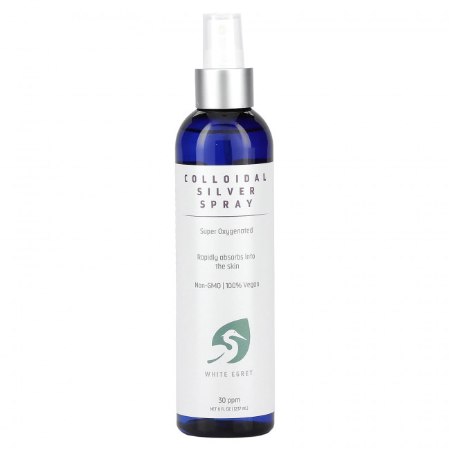 White Egret Personal Care, Спрей с коллоидным серебром, 30 частей на миллион, 8 ж. унц.(237 мл)