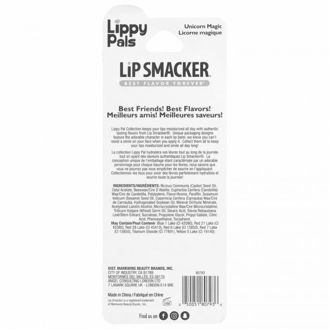 Lip Smacker, Бальзам для губ Lippy Pals, Unicorn, сладкий единорог, 4 г Lip Smacker, Бальзам для губ Lippy Pals, Unicorn, сладкий единорог, 4 г