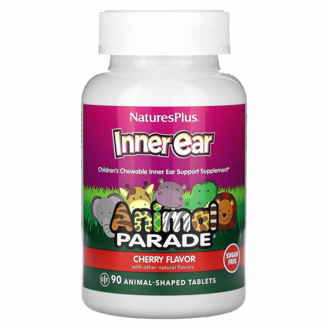 NaturesPlus, Source of Life, Animal Parade, детские жевательные таблетки для поддержания здоровья внутреннего уха, со вкусом натуральной вишни, 90 таблеток в форме животных NaturesPlus, Source of Life, Animal Parade, детские жевательные таблетки для поддержания здоровья внутреннего уха, со вкусом натуральной вишни, 90 таблеток в форме животных