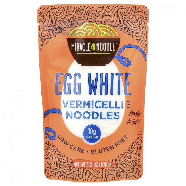Лапша Miracle Noodle, вермишель, яичный белок, 100 г (3,5 унции)