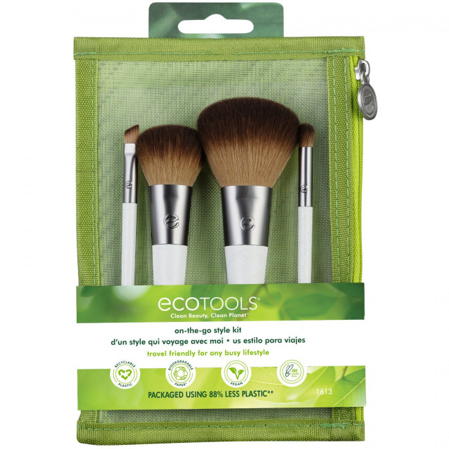 EcoTools, комплект для использования в дороге, набор из 4 предметов EcoTools, комплект для использования в дороге, набор из 4 предметов