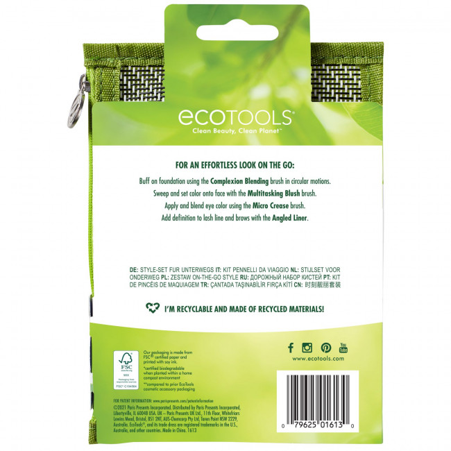EcoTools, комплект для использования в дороге, набор из 4 предметов EcoTools, комплект для использования в дороге, набор из 4 предметов