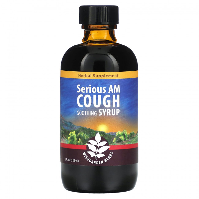 WishGarden Herbs, Успокаивающий сироп от кашля Serious AM, 120 мл (4 жидк. Унции) WishGarden Herbs, Успокаивающий сироп от кашля Serious AM, 120 мл (4 жидк. Унции)