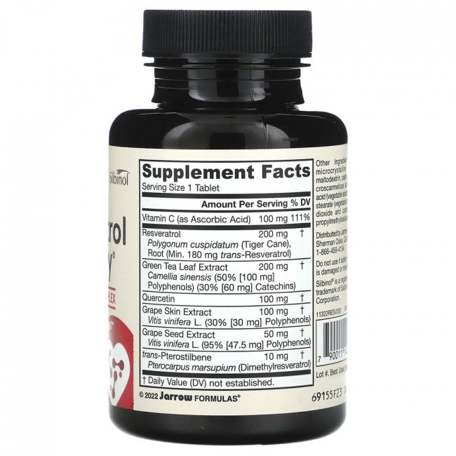 Jarrow Formulas, Resveratrol Synergy, ресвератрол, 60 таблеток