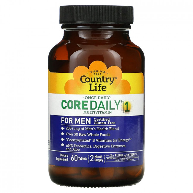 Country Life, Мультивитамины Core Daily-1, для мужчин, 60 таблеток