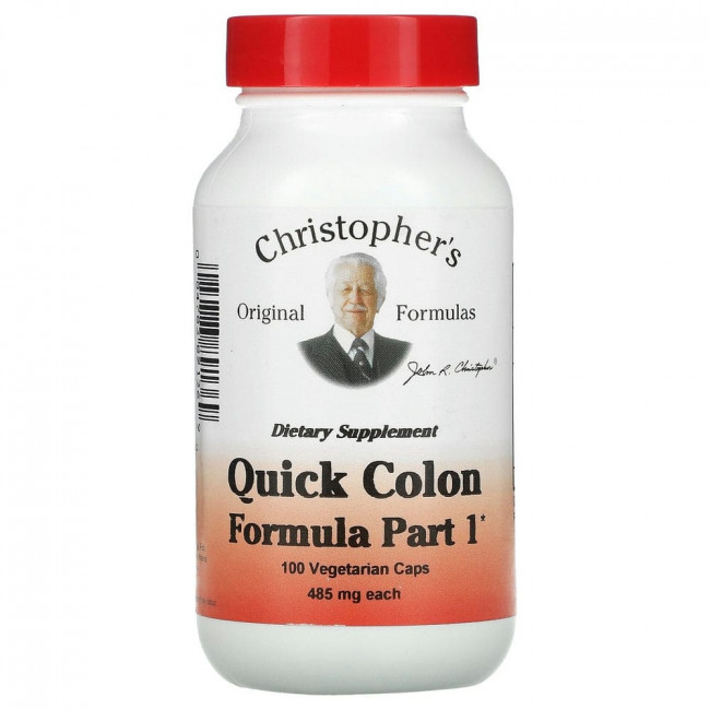 Christopher's Original Formulas, Quick Colon, средство для здоровья кишечника, этап 1, 485 мг, 100 вегетарианских капсул Christopher's Original Formulas, Quick Colon, средство для здоровья кишечника, этап 1, 485 мг, 100 вегетарианских капсул