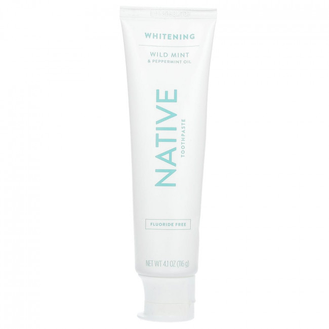 Native, Whitening Fluoride Free Toothpaste, Wild Mint & Peppermint Oil, 4.1 oz (116 g)