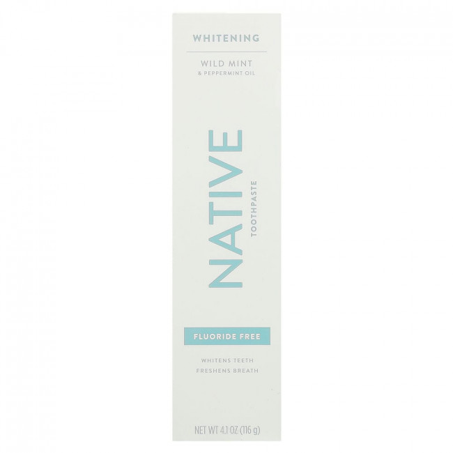 Native, Whitening Fluoride Free Toothpaste, Wild Mint & Peppermint Oil, 4.1 oz (116 g)