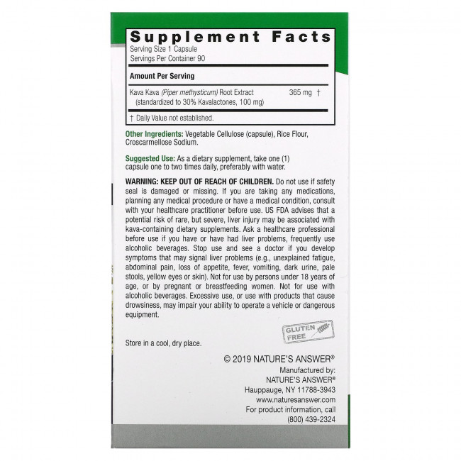 Nature's Answer, Kava-6, 90 Vegetarian Capsules Nature's Answer, Kava-6, 90 Vegetarian Capsules