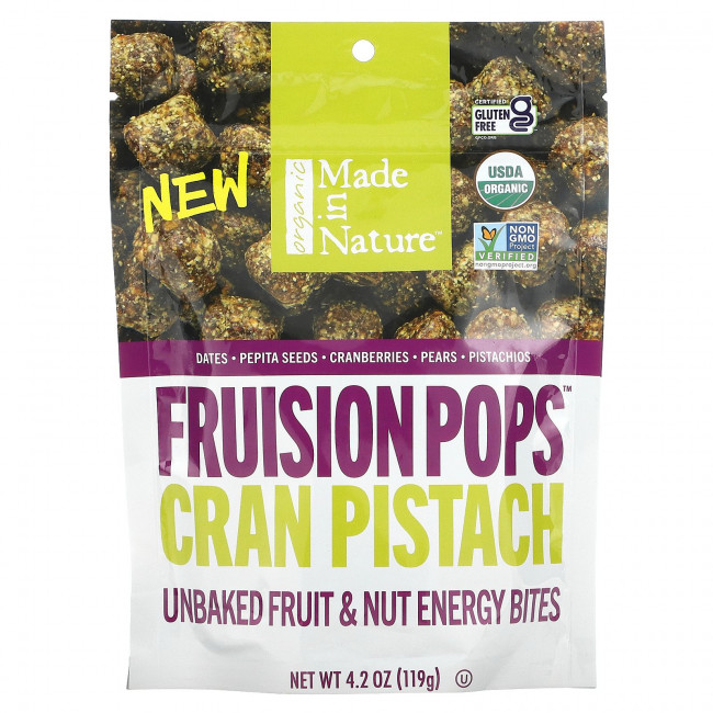 Made in Nature, Organic Fruision Pops, Cran Pistach, органические фруктовые конфеты, хрустящие фисташки, 119 г, 4,2 унции) Made in Nature, Organic Fruision Pops, Cran Pistach, органические фруктовые конфеты, хрустящие фисташки, 119 г, 4,2 унции)
