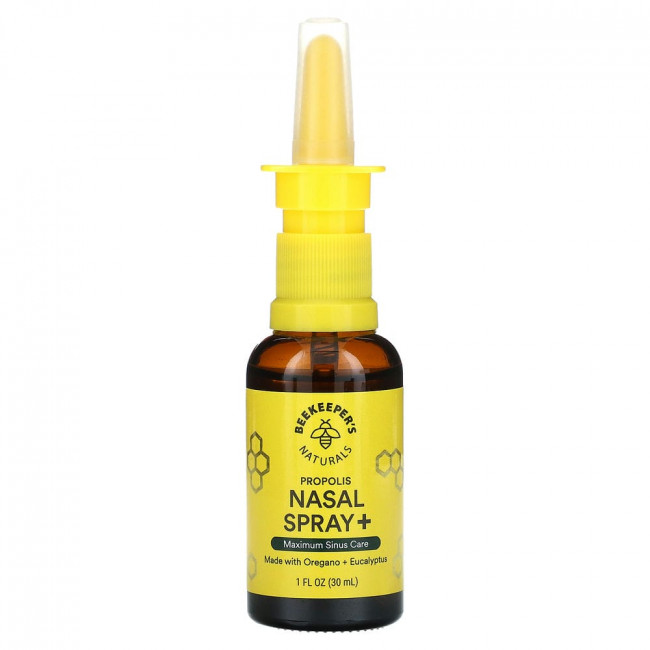 Beekeeper's Naturals, Прополисный спрей для носа +, максимальная защита носовых пазух, 30 мл (1 жидк. Унция)