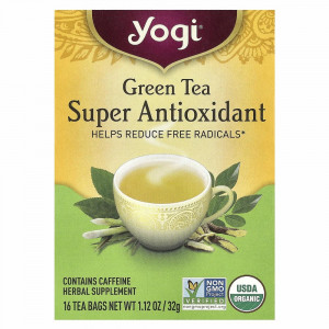 Yogi Tea, мощный антиоксидант зеленого чая, 16 чайных пакетиков, 32 г (1,12 унции)