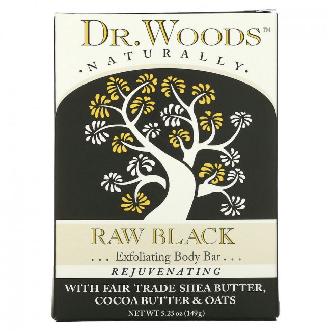 Dr. Woods, Сырое черное мыло для тела, 149 г (5,25 унции) Dr. Woods, Сырое черное мыло для тела, 149 г (5,25 унции)