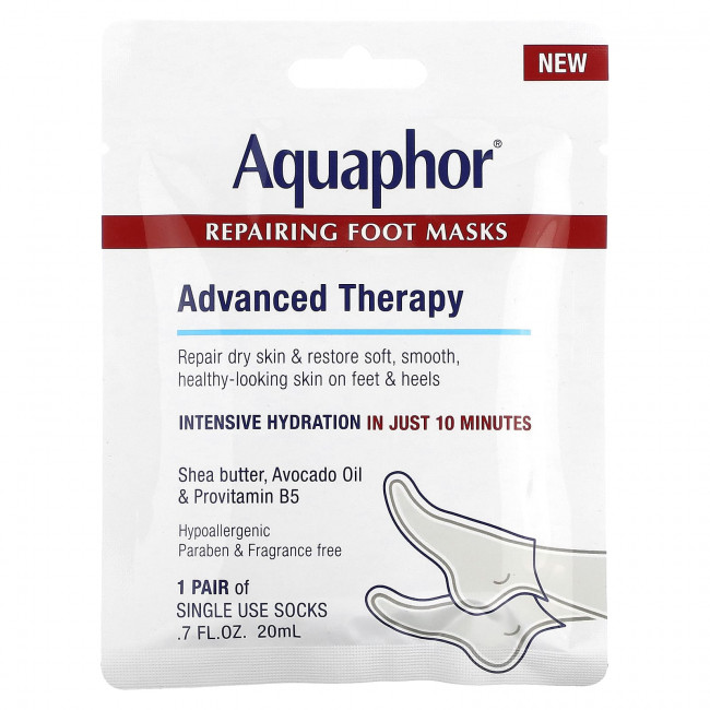 Aquaphor, Восстанавливающие маски для ног, 1 пара, 20 мл (0,7 жидк. Унции) Aquaphor, Восстанавливающие маски для ног, 1 пара, 20 мл (0,7 жидк. Унции)