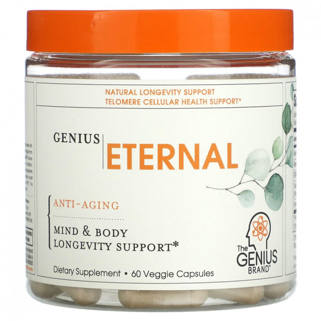The Genius Brand, Eternal, антивозрастное средство, 60 растительных капсул The Genius Brand, Eternal, антивозрастное средство, 60 растительных капсул
