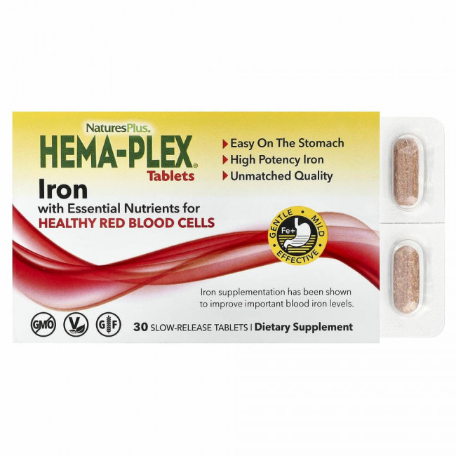NaturesPlus, Hema-Plex, 30 таблеток с длительным высвобождением