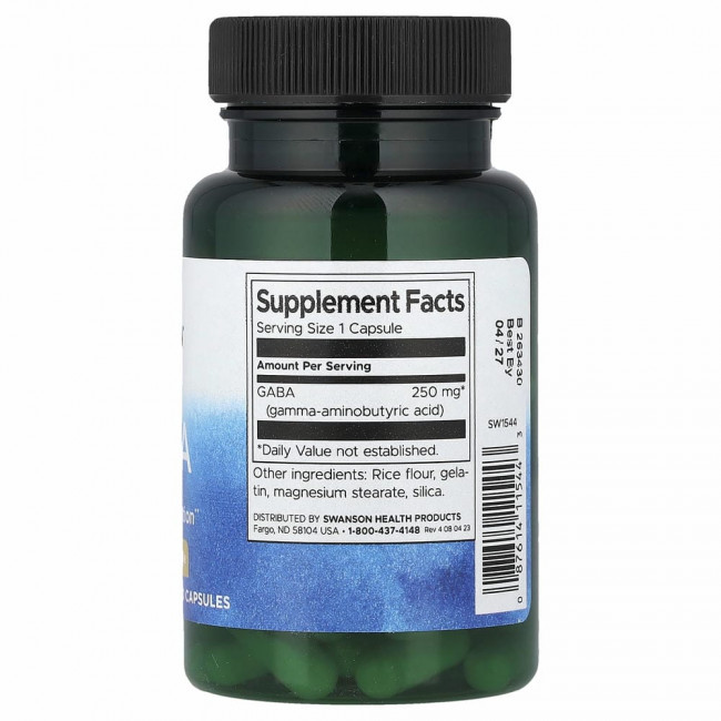 Swanson, Габа, 250 мг, 60 капсул Swanson, Габа, 250 мг, 60 капсул