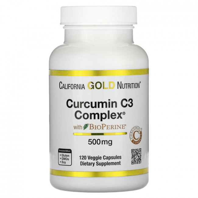 California Gold Nutrition, Curcumin C3 Complex с экстрактом BioPerine, 500 мг, 120 растительных капсул California Gold Nutrition, Curcumin C3 Complex с экстрактом BioPerine, 500 мг, 120 растительных капсул