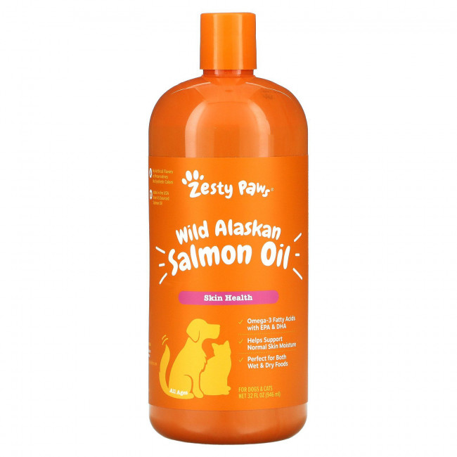 Zesty Paws, жир дикого аляскинского лосося, для собак и кошек любого возраста, 946 мл (32 жидк. унции)